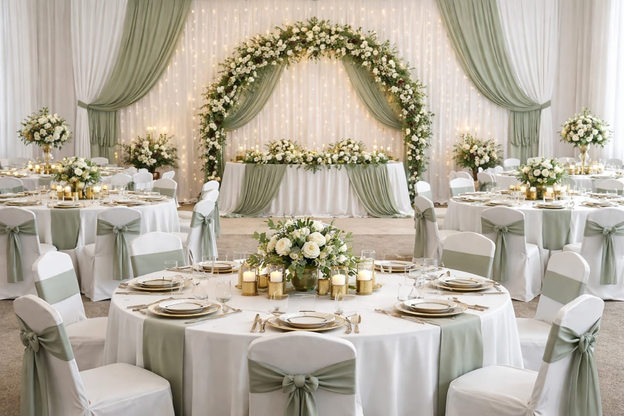Romantic floral dinner styling
