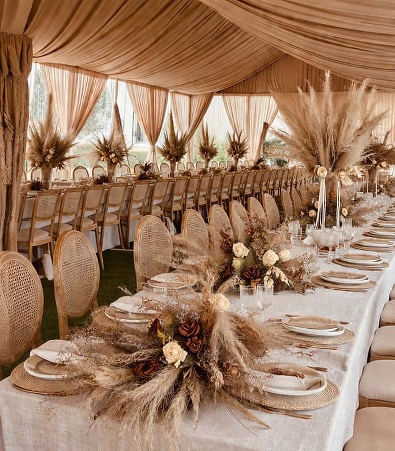 Elegant sage and white reception décor